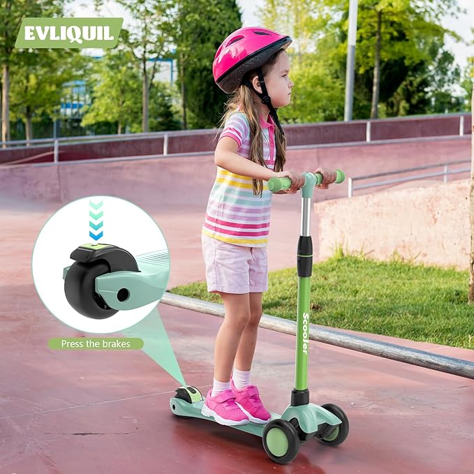 Kids Scooter,Lighted Wheels and 3 Adjustable Height Handlebars Scotters for Kids 3-12,3 Wheel Toddler Kick Scotter for Boys & Girls up to 132 Lbs.