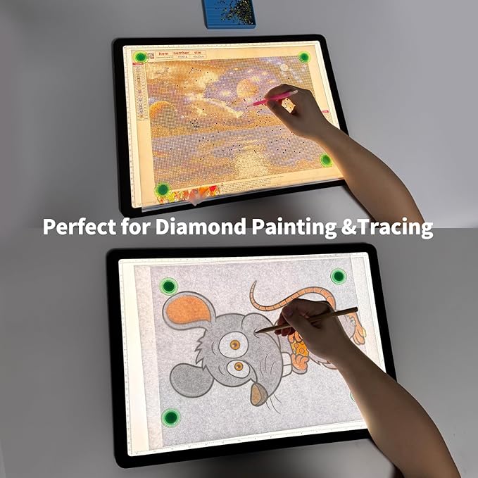 Phylosal Rechargeable A3 LED Light Pad with Built-in Stand, Magnetic Tracing Light Box for Drawing, Diamond Art Light Board with Side Button, Super Bright Light Table for Diamond Painting, Sketching