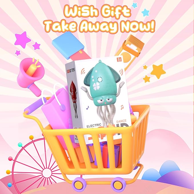 Magic Electric Dancing Octopus Toy with Led Light and Music,Playful Automatic Evasion Crawling Dancing Octopus with Fishing Rod,Smart Tentacle Explorer Dancing Squid Toy Tummy Time Baby Toys,Pink