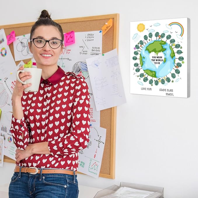 SHLINCO Teacher gift, thank you female teacher, creative fingerprint art souvenir, year-end gift, student DIY creativity, suitable for desktop ornaments