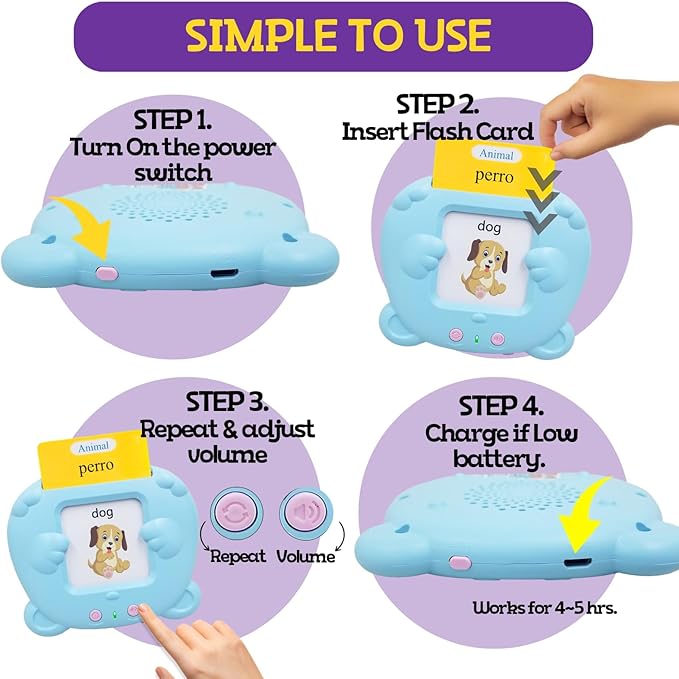 ZeenKind Spanish & English Talking Flash Cards with 510 Sight Words for Toddlers 3 4 5 6 Years Old, Learn Spanish for Kids, Audible Pocket Speech Early Learning Bilingual Flashcard Toys, 255 Cards