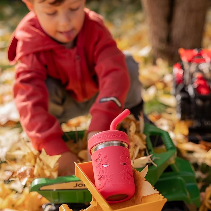 Pandaloo® Smoothie Cups for Kids - Stainless Steel Toddler Tumbler with Straw, Sippy Cup for Smoothies - BPA-Free, Toddler Snack Cups, 10 oz