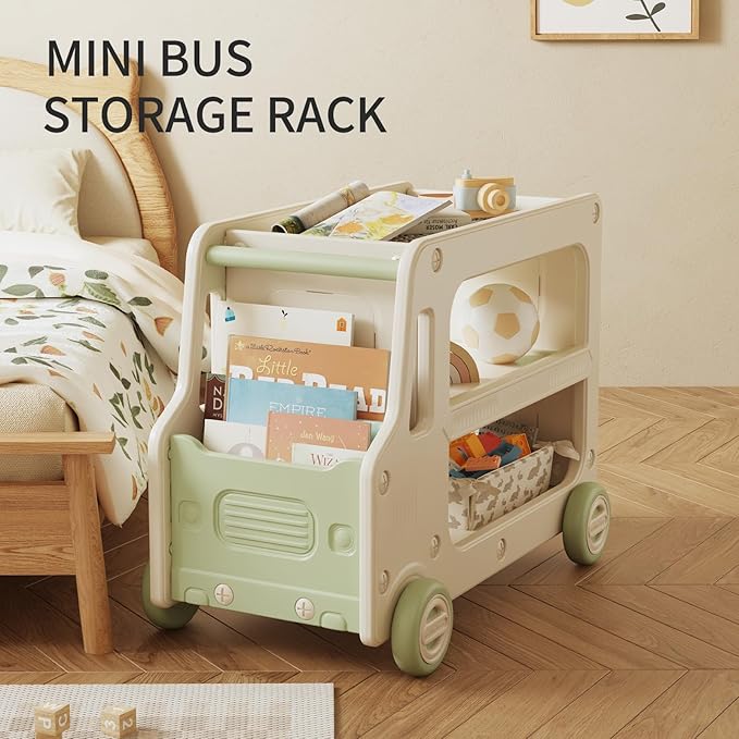 Toy Organizers And Storage For Kids, 2 Layers Toy Storage Cabinet Toys Organization Chest With Bins Multipurpose Toy Storage Box For Nursery, Playroom, Bedroom, Living Room(Green/No Blockes