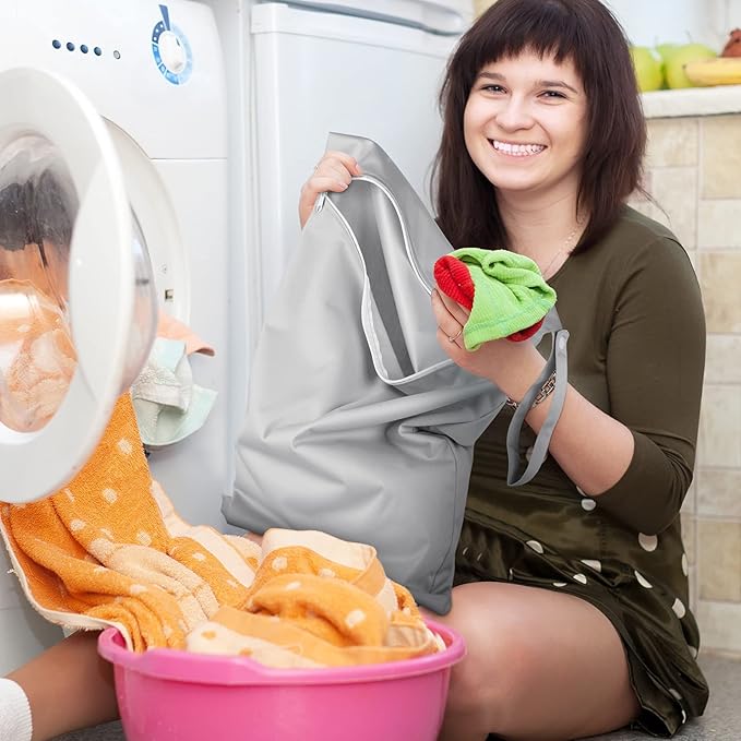 Shappy 2 Pcs Large Travel Laundry Bag Washable Waterproof Wet Dry Large Dirty Clothes Bag Bathing Workout(Solid Gray, Heart)