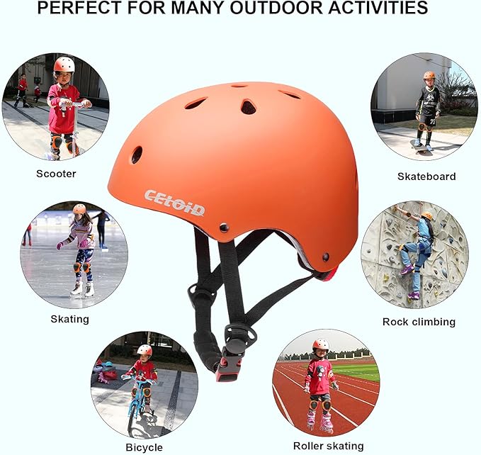 Kids Bike Helmet,Toddler Skateboard Helmets for Ages 2-3-5-8-14 Years Boys Girls,Adjustable Multi-Sport Bicycle Skateboarding Football Roller Skating Scooter Rollerblade Balance Bike Helmet