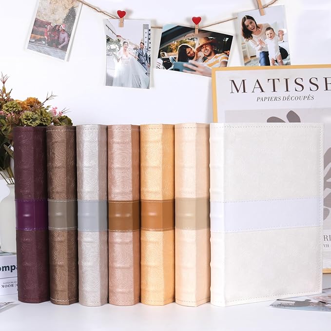 RECUTMS Photo Album with Writing Space 4x6 300 Pockets Photo Book,Leather Cover Picture Album with Memo Areas for Wedding Anniversary Family Baby Couple Valentines Graduation Travel (Grey)