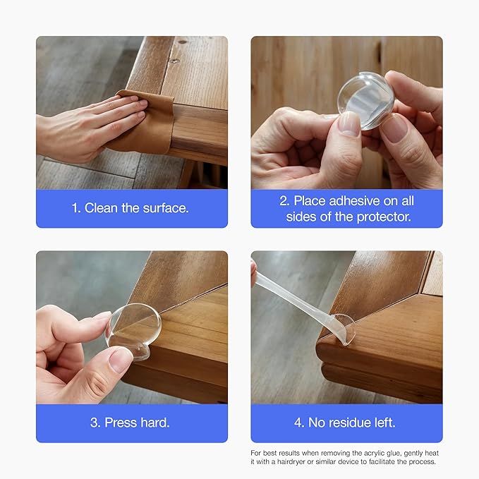 UXU Corner Protector for Baby, Protectors Guards - Furniture Corner Guard & Edge Safety Bumpers - Baby Proof & Cushion to Cover Sharp Furniture & Table Edges - Clear and Transparent - (Pack of 24)