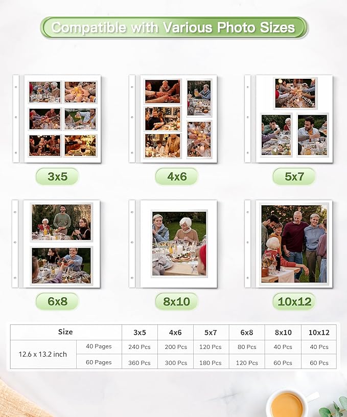 Popotop Photo Album Self Adhesive Scrapbook Album for 4x6 5x7 8x10 Pictures DIY Photo Book as Scrapbooking Supplies Kits, Birthday Gifts for Women Mom Wedding Baby Family Travel