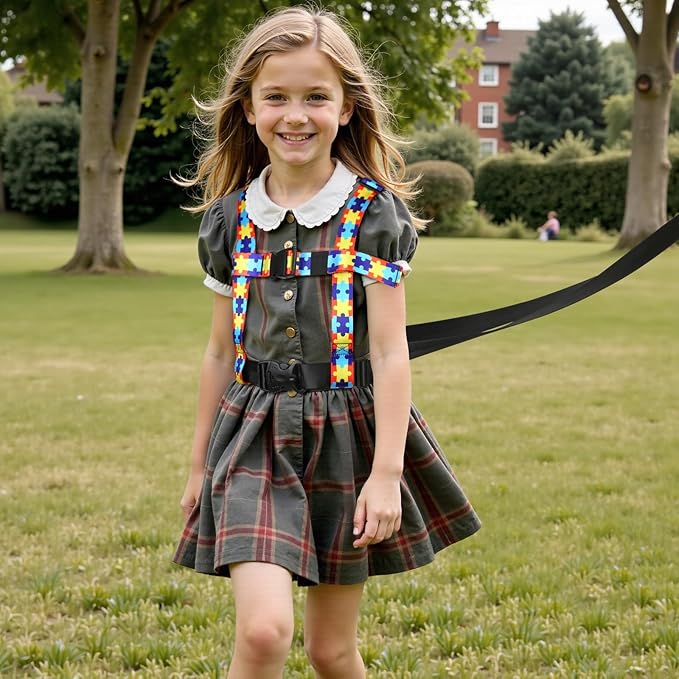 Safety Harness Leash for Kids with Autism, Special Needs and Older Children Ages 6-12 | Adjustable Teens Walking Harness with Grab Handle and Tether | Keep Active ADHD/ASD Autistic Kids Safe