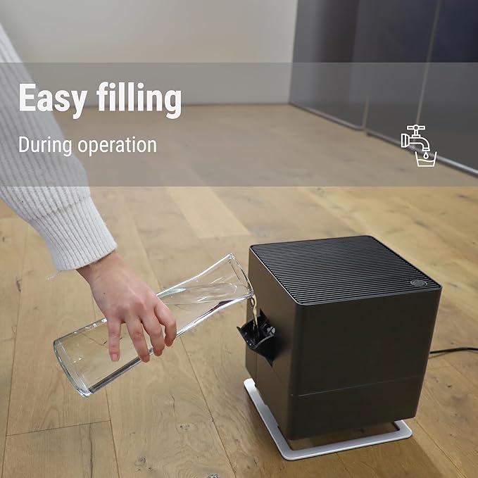 Stadler Form humidifier Oskar, Energy-Saving Humidifier for Rooms up to 540 Square Feet, Evaporator with Automatic Switch-Off, Dimmable LEDs, Very Quiet, White, medium