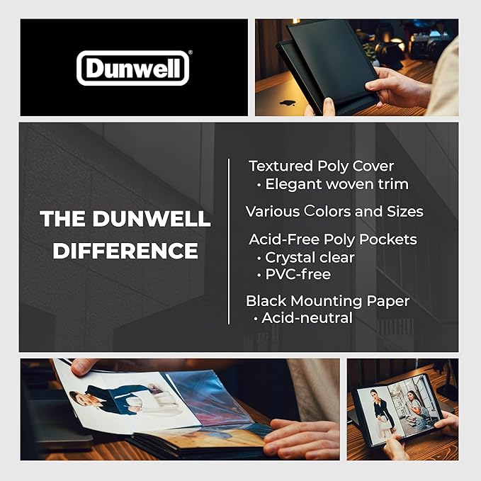 Dunwell Small Photo Album 4x6 with Black Mounting Paper (2-Pack, Silver), 4 x 6 Photo & Art Portfolio Presentation Book, Each Shows 48 Pages, Professional Mini Picture Book for Artwork, Postcards