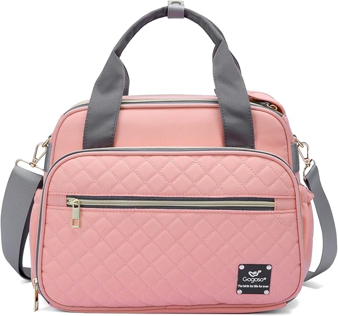 GOGOSO Crossbody Small Diaper Bag, Cute Mini Baby Diaper Tote Bags with Insulated Pockets for Traveling Outdoor Parent,Pink