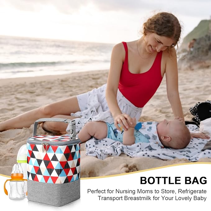 Accmor Breastmilk Cooler Bag, Baby Bottle Cooler Bags, Insulated Bottle Cooler Tote Bags On The Go, Fits 4 Large 8oz Bottles, for Nursing Mom Daycare Travel