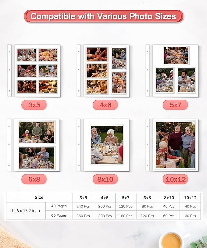 Popotop Photo Album Self Adhesive Scrapbook Album for 4x6 5x7 8x10 Pictures DIY Photo Book as Scrapbooking Supplies Kits, Birthday Gifts for Women Mom Wedding Baby Family Travel