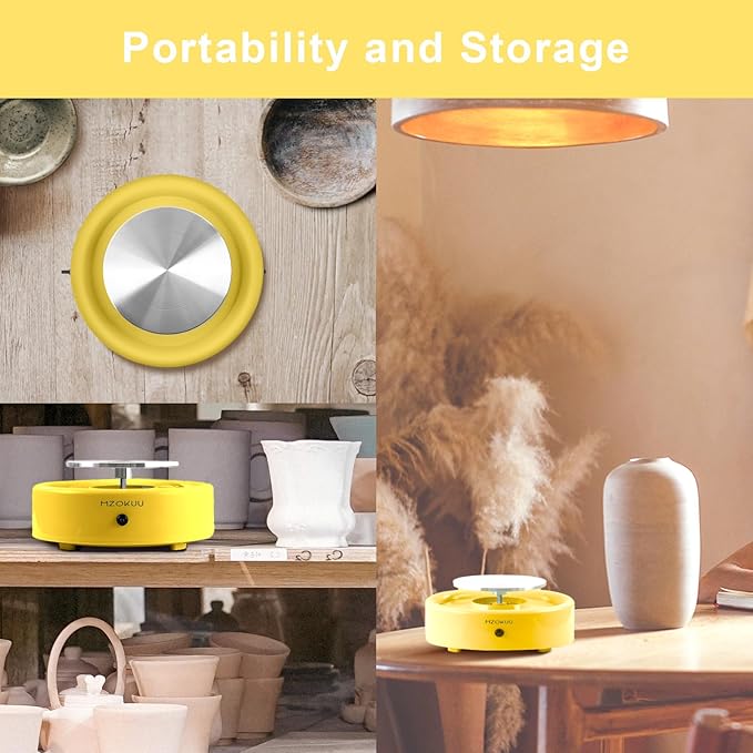 Mini Pottery Wheel Kit - 6" Pottery Wheel for Kids, Teens & Adults Beginners, 2 Lb Air Dry Clay & 18PCS Clay Tools Included, Crafts for Home DIY, Ceramic Work & Art Creatio