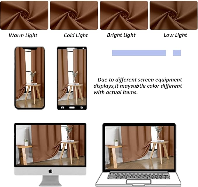 Simplebrand Ava Sun Baked Blackout Curtains for Bedroom 84 Inch Length 2 Panels Set, Solid Thermal Insulated Privacy Living Room Window Treatment Curtains Blackout Drapes, W40 x L84 Inch, Sun Baked