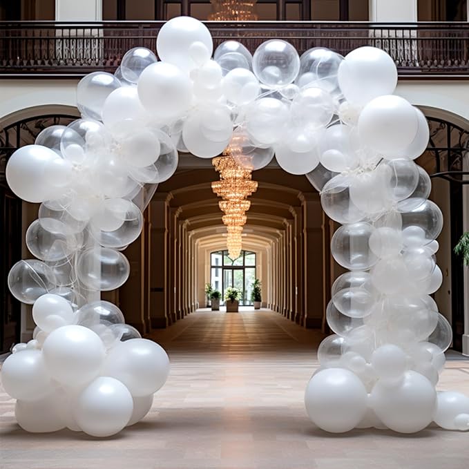 RUBFAC 129pcs Clear Balloons Different Sizes 18 12 10 5 Inches for Garland Arch, Transparent Balloon for Birthday Baby Shower Wedding Party Decoration