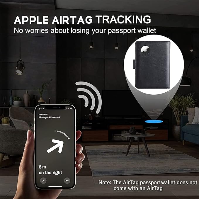 Airtag Passport Holder Cover Wallet Travel Essentials Leather RFID Blocking Case Vacation Luggage Must Haves Travel Accessories for Men Women (117#Black)