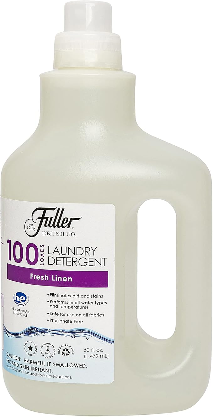 Fuller Brush 100 Laundry Detergent - Fresh Linen Scent, Skin & Color Safe Fabric Cleaner For Washing Infant/Baby Clothes, Sheets & Delicate Cloth (Pack of 6)