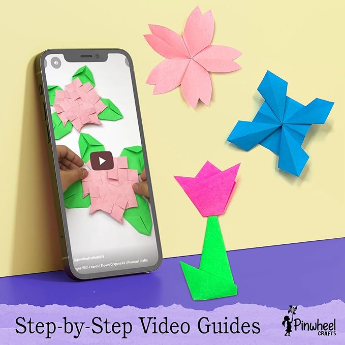 Pinwheel Crafts Origami Papers Kit - Multicolor Flower Origami Kit for Kids,Teens and Adults Ages 6 7 8 9 10 11 12+, Arts and Paper Crafts for Kids 550 Pcs - Fun Foldable Gift