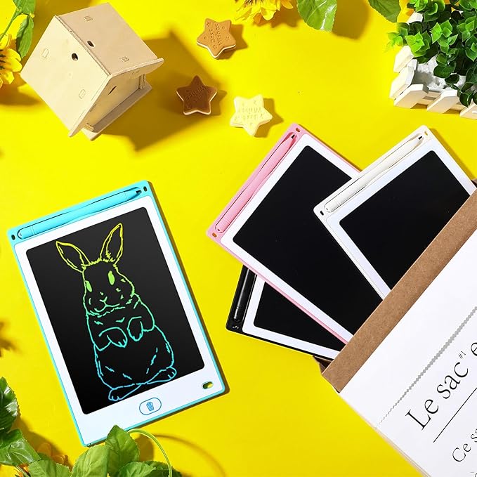 Tinlade 12 Pack LCD Writing Drawing Tablets 8.5 Inch Bulk Colorful Doodle Board Erasable Electronic Painting Drawing Pads Learning Toy Gifts for Kids Boys Girls(Pink, Blue, White, Black)