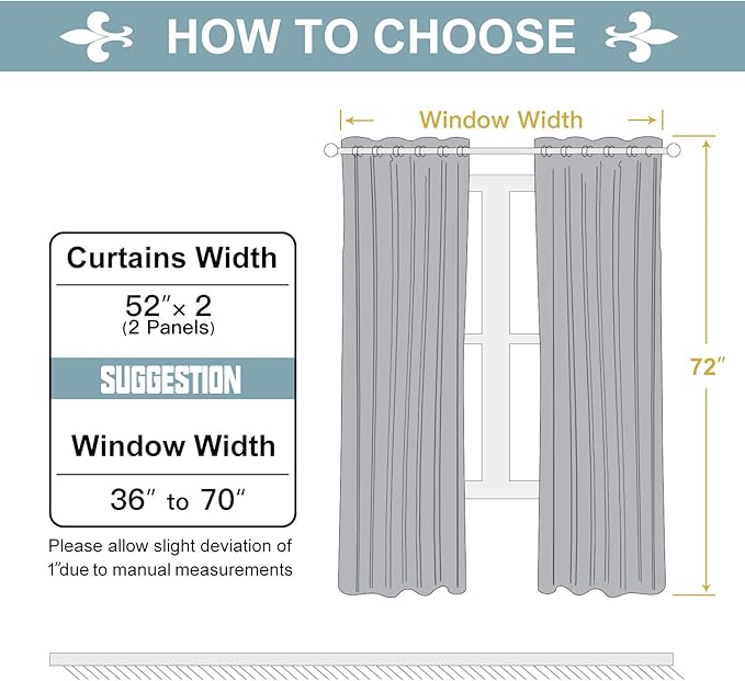 ChrisDowa 100% Blackout Curtains for Bedroom with Black Liner, 2 Thick Layers Total Blackout Thermal Insulated Grommet Window Curtains 2 Panels Set (Brown, 52 x 72 Inch)