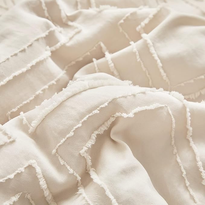 Mini Crib Bedding Set 3 Pieces Baby Boho Quilted Tufted Ruffles Comforter with Fitted Sheet and Ruffled Bed Skirt - Cute Shabby Baby Bedding Fits Mini Crib Only Cream White
