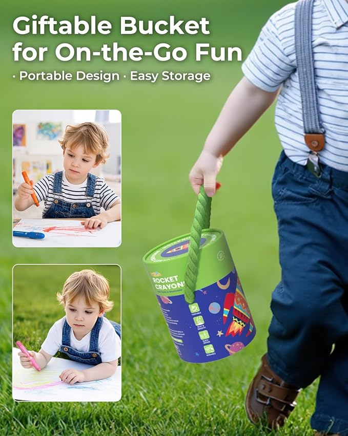 24 Colors Twist Crayons for Toddlers 1-3, Non-Toxic Washable Crayons for Ages 4-8 with Storage Bucket, Ultra-Silky and Easy to Hold Art Supplies, Ideal Coloring Gift for Boys and Girls