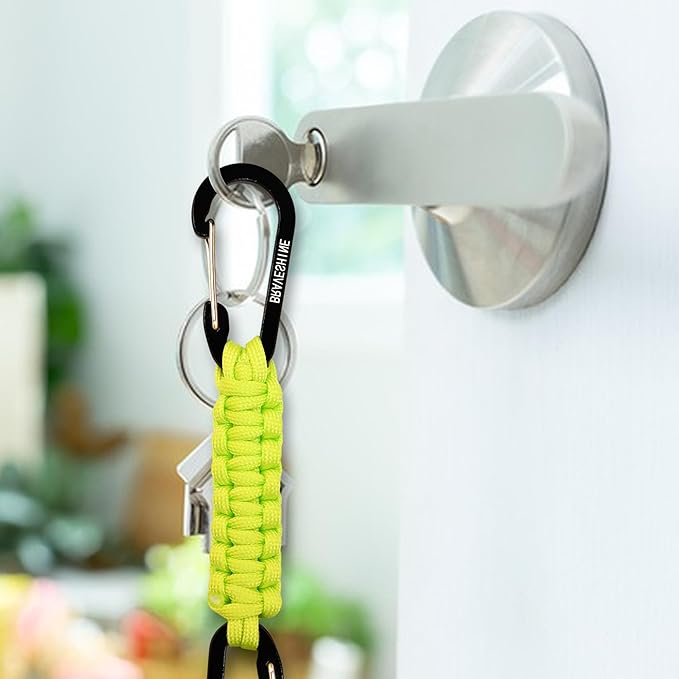 BRAVESHINE Paracord Keychain Carabiner Clip, D Ring Lanyard Hanger Stroller Hook for Water Bottle, Key, Backpacks, Men, Women