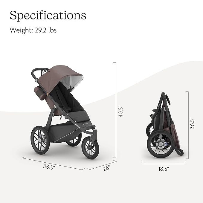 UPPAbaby Ridge Jogging Stroller/Durable Performance Jogger with Never-Flat Tires/Built for Walking, Running, Hiking/Water Bottle Holder and Basket Cover Included/Theo (Dark Taupe/Carbon Frame)