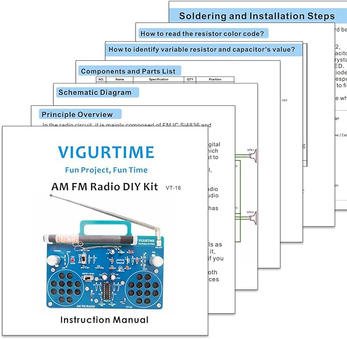 AM/FM Radio Kit | Soldering Project DIY Kit for Practicing Teaching Electronics | Stereo | Great STEM Project and Gift | Upgraded Version VT-16