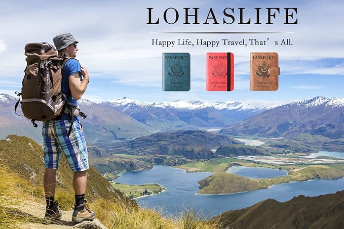 Passport Holder Cover Wallet Travel Essentials Leather Rfid Blocking Case Vacation Luggage Must Haves Travel Accessories for Men Women (120#Black)