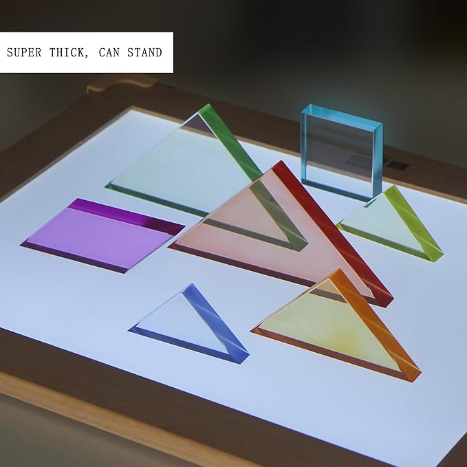 Light Experiment Loose Parts Learning Kit, Light Table Transparent Materials, STEAM Activitis for Kids 3+, Montessori & Reggio Inspired Kindergarten Preschool Classoom Accessary (Regular Size)