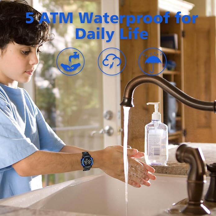 Kids Watch,Boys Watch for 3-15 Year Old Boys,Digital Sport Outdoor Multifunctional Chronograph LED 50 M Waterproof Alarm Calendar Analog Watch for Children with Silicone Band,Kids Gift