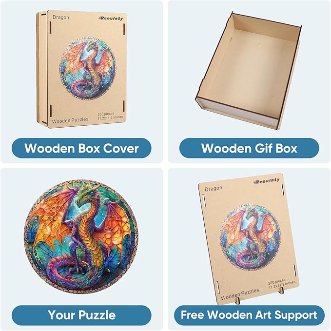 Wooden Puzzle for Adults - 3D Vision Effect Dragon Puzzle 500 Pcs Unique Shape Advanced Wooden Jigsaw Puzzle Challenge Jigsaw Puzzle Gift for Adults and Kids Family Game(16.5 x 16.5 in)