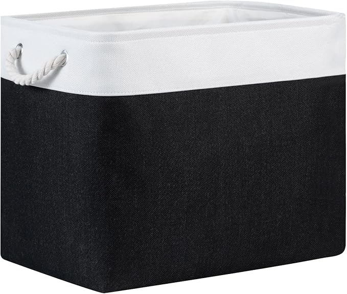 Bidtakay Baskets Extra Large Storage Bins for Clothes Set of 2 Black Baskets for Organizing Fabric Bins 17x12x15 In Tall Baskets with Handles Decorative Basket for Home Organiztion Dog Toy Baskets