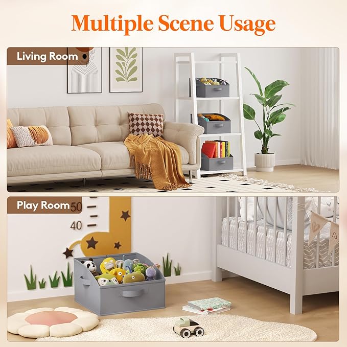 Lifewit Storage Baskets for Shelves, 6 Packs Non-woven Fabric Trapezoid Closet Organizer Bins with Handles, Foldable Clothing Containers Box for Clothes, Toy, Towel, Book, DVD, Hats, Small-Grey