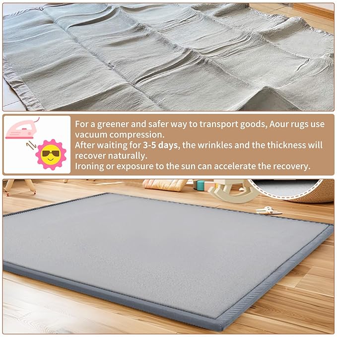 Baby Play Mat for Floor - 1.4" Thick Memory Foam Rug, 70"x59" Playpen Tummy Time Mat, Soft Velvet Nursery Rug, Large Padded Crawling Mats, Cushioned Pads for Playroom Toddlers, Infants, Yoga, Tatami