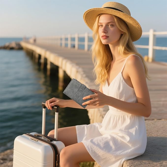 Passport Holder for Travel Rfid Passport Wallet for Women Men with Zipper Pocket Pen Sim Card Holders Slim Travel Accessories