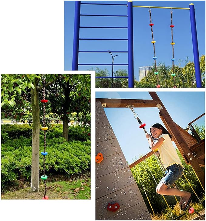 6.56ft Climbing Rope Swing with Treads Climbing Rope Plate Swing Hanging Swing Ninja Rope Accessories