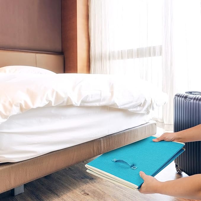 popoly Large Toy Box Chest Storage with Flip-Top Lid, Collapsible Toy Bin Storage Organizer for Boys, Kids, Girls, Toys, Playroom Organizers, 25"x13" x16"(Linen Teal)