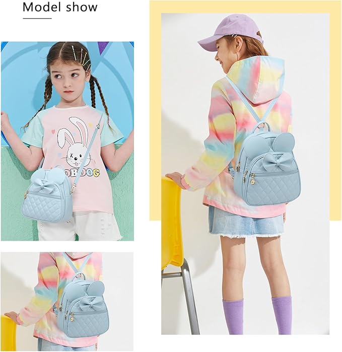 KL928 Girls Bowknot Polka Dot Cute Mini Backpack Small Daypacks Convertible Shoulder Bag Purse for Women