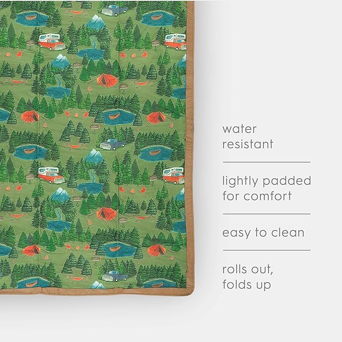 Little Unicorn 5'x5' Outdoor Family Picnic & Beach Blanket | Durable & Water-Resistant Fabric | Compact Fold & Easily Wipes Clean | Zipper Pocket (Camp)