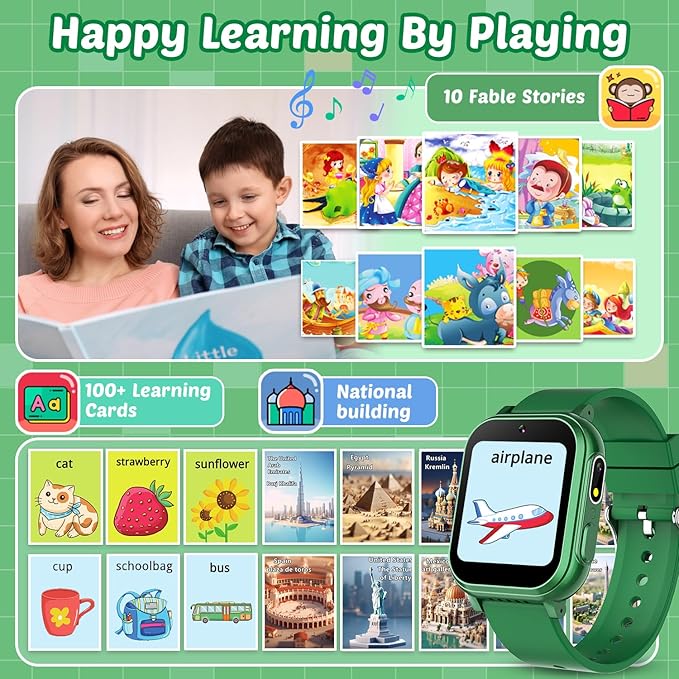 Waterproof Smart Watch for Kids Boys Toys Age 5-12 with 32 Games, Dual Camera, Habit Tracking, Music Player, Video, Alarm Clock, HD Touchscreen Kids Smart Watch Gift for Kid Age 6 7 8 9 10