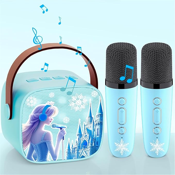 Mini Karaoke Machine for Kids Frozen Toys for Girl Princess Toys 3 4 5 6 7 8 9 10 Year Old Girl Birthday Gifts Kids Toys Toddler Wireless Microphones