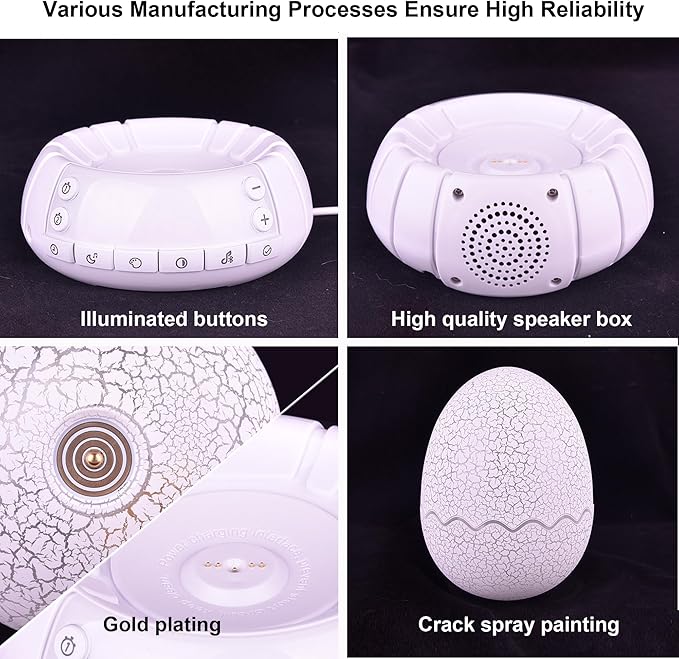 Dragon Egg Alarm Clock with Sunrise Simulation, Wireless Bluetooth Speaker, Portable Touch Control Dragon Egg Night Light, 20 Soothing Sounds, Unique Gift for Kids Adults, Home Desk Decor