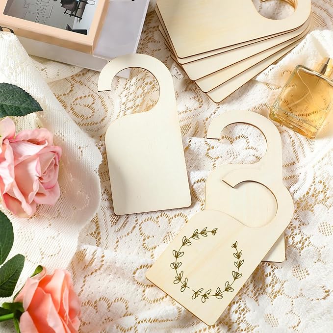 Patelai 50 Pieces Blank Wooden Clothing Rack Divider Closet Blank Organizers Hanger Separators Hanging Closet Divider with Marker Pen for Home Nursery Clothes