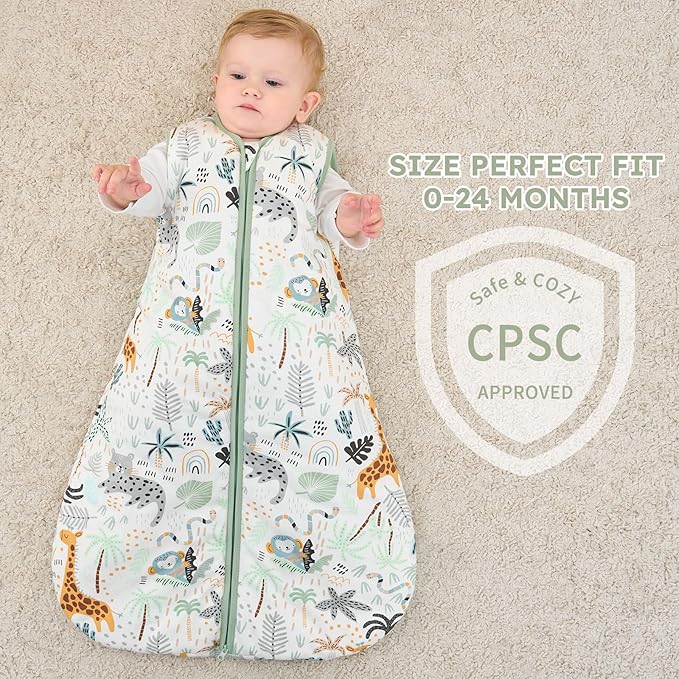 Yoofoss Baby Sleep Sack 0-6 Months, TOG 2.5 Baby Wearable Blanket with 2-Way Zipper, 100% Organic Cotton Fabric Winter Newborn Sleeping Sack, Warm Soft Comfy
