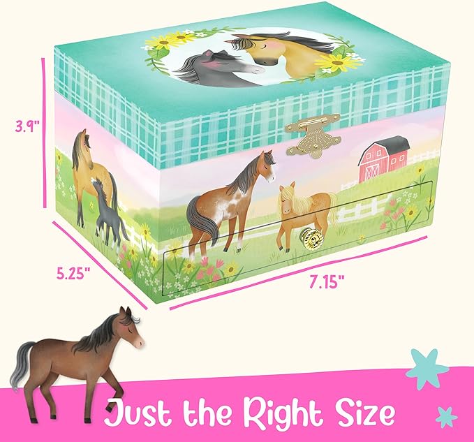 Musical Horse Kids Jewelry Box - Girls Jewelry Box with Mirror, Horse Toys for Girls Age 4-6