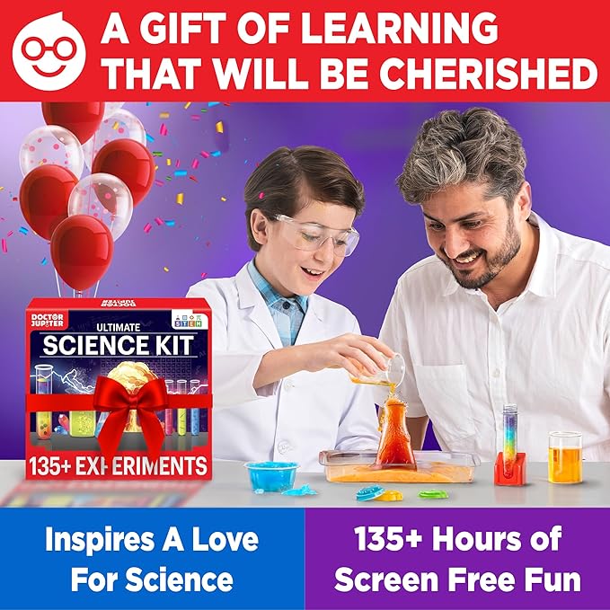 Doctor Jupiter Ultimate Science Kit, Chemistry Set for Kids Ages 8-10-12-14 | Birthday Gift Ideas for Boys & Girls 8,9,10+ Years Old| STEM Toy with 135+ Experiments| Learning & Educational Projects